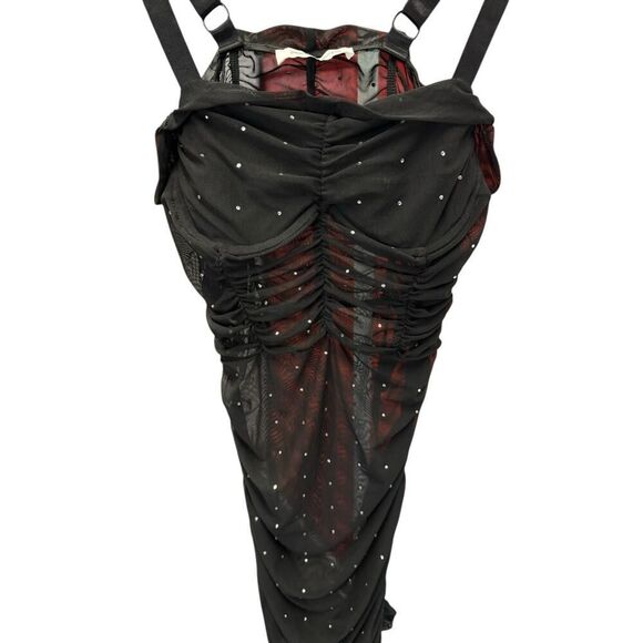 Danielle Guizio Lynx Embellished Mesh Dress XS Jennie Blackpink Mini crystal - Picture 5 of 13